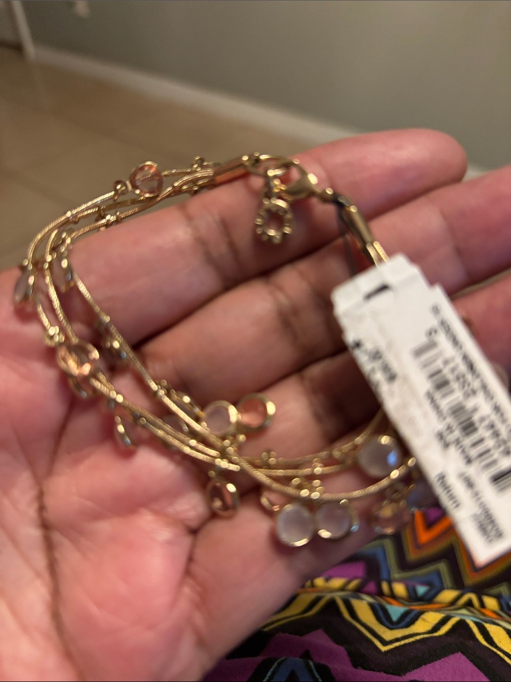 Gold-Tone Multi-Strand Disc Charm Bracelet - Women New Size 7.5